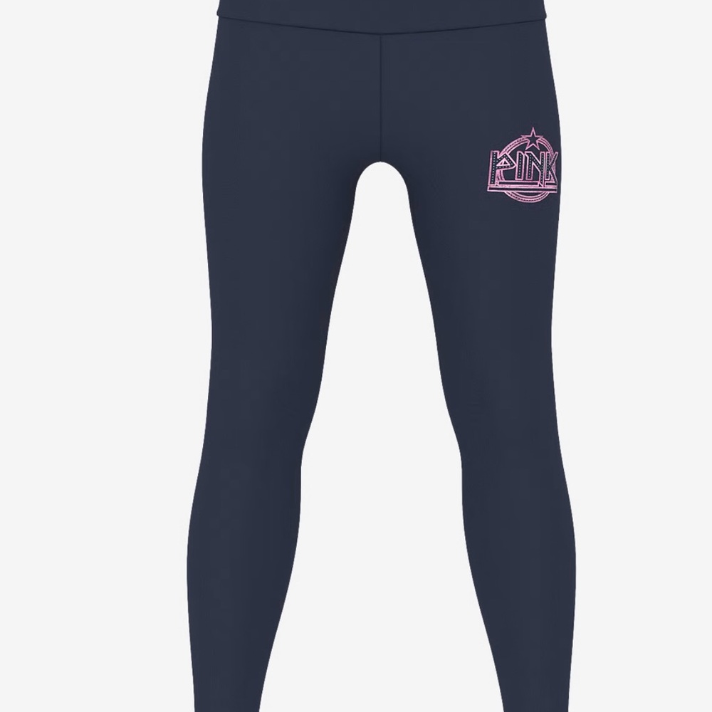 Victoria's Secret Dark Blue Leggings with Pink Emblem